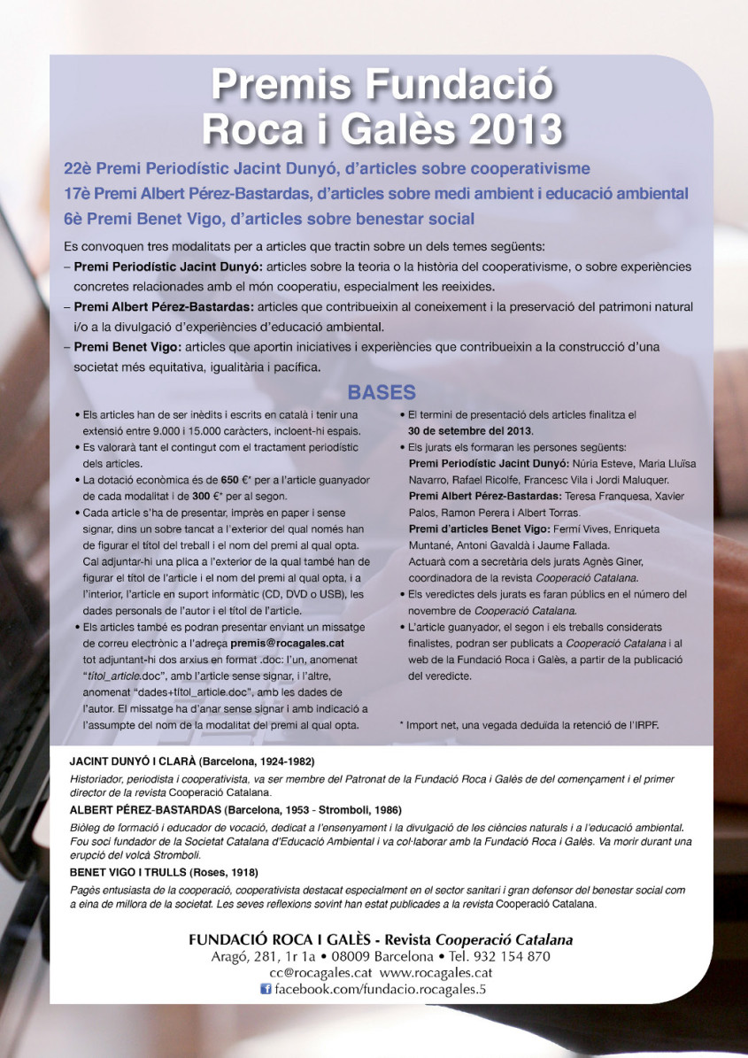 Bases Premis Fundació Roca i Galès 2013
