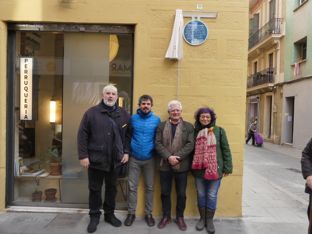 Xavier Palos, President de la Fundació Roca Galès; Álvaro Porro, Comissionat d’Economia Social, Desenvolupament Local i Consum de l’Ajuntament de Barcelona; Ricard Vinyes, Comissionat de Programes de Memòria de l'Ajuntament de Barcelona; i, Àngels Tomàs, Consellera del Districte de Gràcia