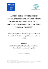 SEP. Anàlisi de les modificacions estatutàries per adaptar el règim de reemborsament del capital social a les normes comptables de les cooperatives